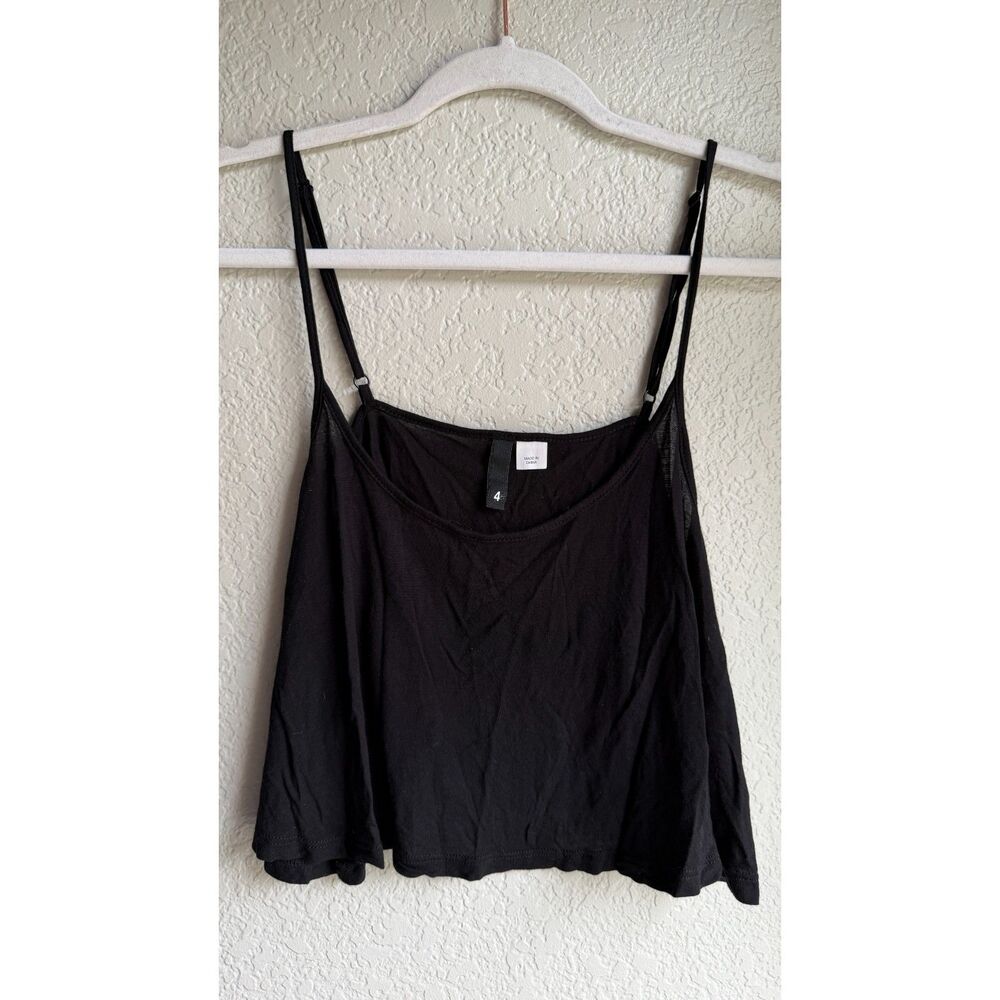 H&M Black Flowy Camisole Top Size 4 Adjustable Spaghetti Strap